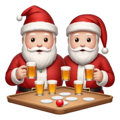 Santa and snowman playing beer pong sticker