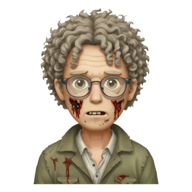 Hombre zombie pelo rizado y gafas sticker