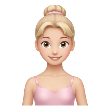 Pink Suit – Cheerful
 Smiling ballerina in pastel pink leotard, tidy high bun, bright happy eyes.















































 sticker