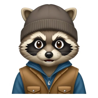 Angry Raccoon bandit with beanie hat branded “Sticky Bandits” sticker