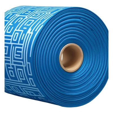blue roll of fabric with digital pattern, smart fabric, high-tech textile sticker