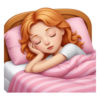 strawberry blonde girl asleep in pink bed sticker
