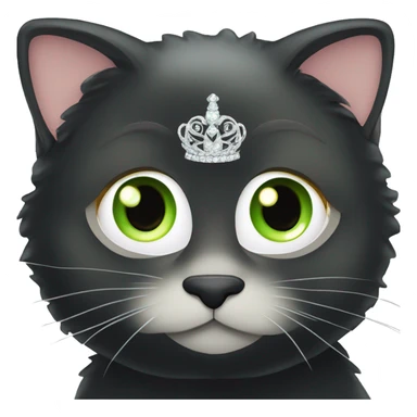 black tortoiseshell cat with green eyes, wearing princess tiara  sticker