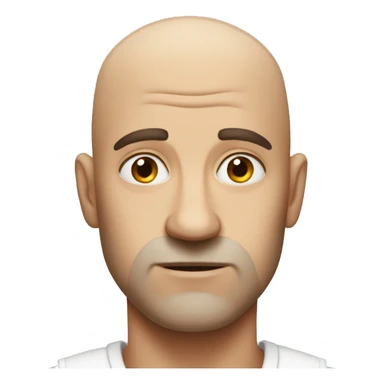 bald man with guilty face sticker