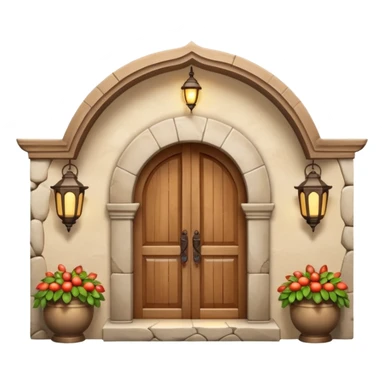 3D Apple-style emoji of a full traditional Turkish han. Rounded stone building with arched wooden doors and windows, small courtyard, fountain, arches, and hanging lanterns. Glossy, smooth, soft shadows, clean white background.






 sticker