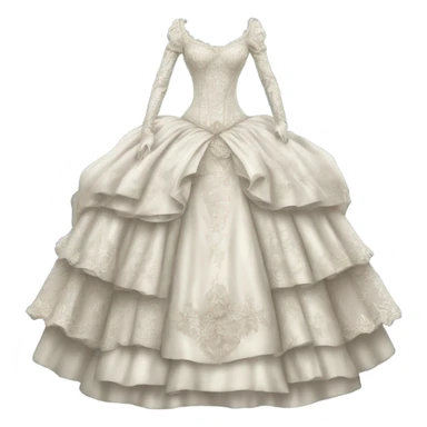Hyper Realistic ornate 
edwardian Wedding dress displays sticker