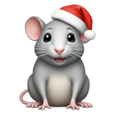 Rat with a Christmas hat on sticker