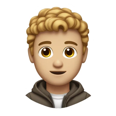 Generate a memoji of a 25-year old male from Poland. He has big brown eyes and hair. Use white background. sticker