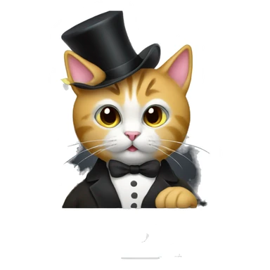 Cat writing code on a MacBook with a top hat sticker