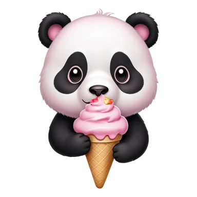 White Panda eating soft pink ice cream sticker