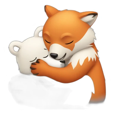 white bear hugs red fox sticker
