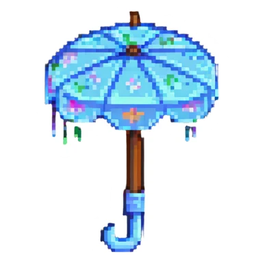 umbrella, pixel art style sticker