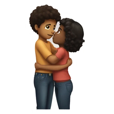 black hair girl kissing brown hair boy sticker