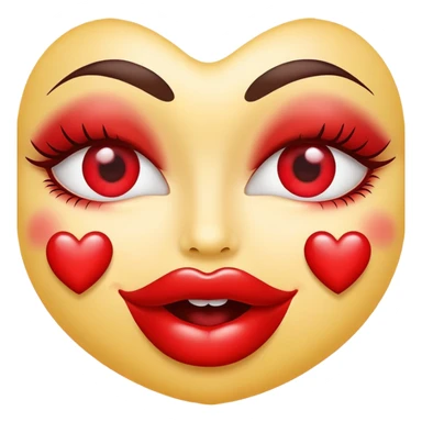 hearts eyes with kiss lips sticker