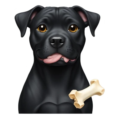 Black staffordshire bull terrier with bone sticker