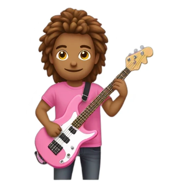 bruned-long-bassguitar-player-pink-tshirt-pink sticker