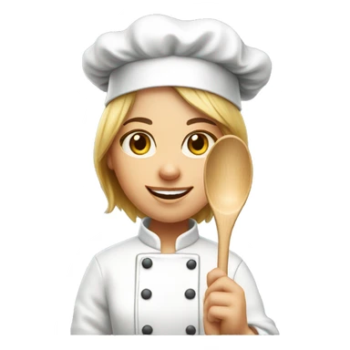 white chef girl with wooden spoon sticker