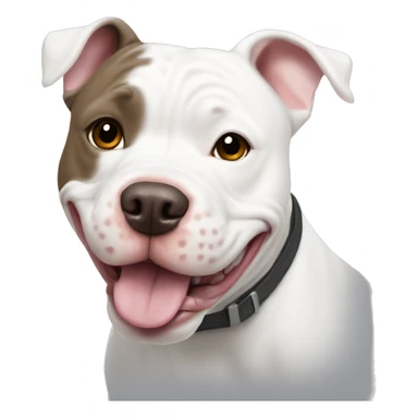 White Pitbull bulldog mix smiling sticker