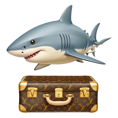"Shark Secrets" - a shark with a golden Louis Vuitton suitcase, full of business advice. sticker