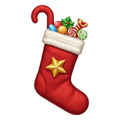 A cozy Christmas stocking full of vintage toys and candy sticker