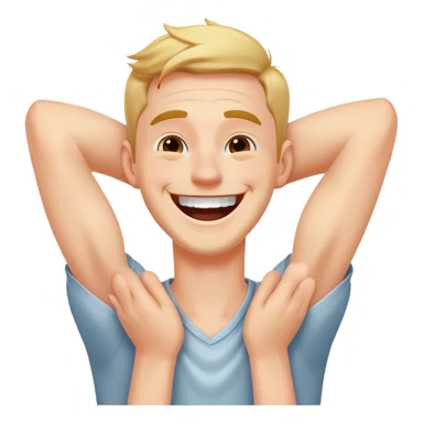 Guy putting arms on neck laughing sticker