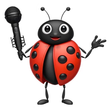 Ladybug singing with a microphone sticker