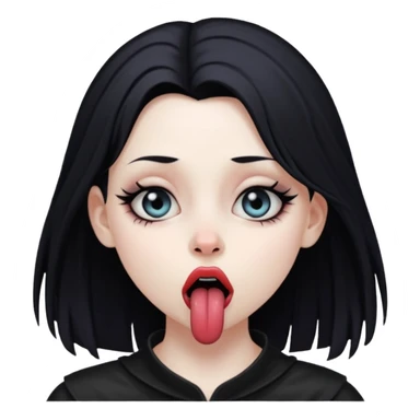 Goth girl with her eyes rolled up and towards her nose and her tongue sticking out sticker
