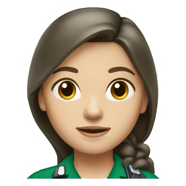 Paramedic brunette female long hair green uniform sticker