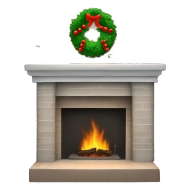 Brick Fireplace with wreath and Christmas lights and stockings sticker