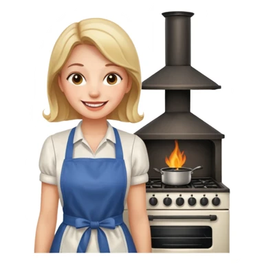 woman near the stove sticker