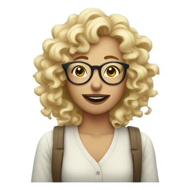 Curly blonde with glasses blowing gum sticker
