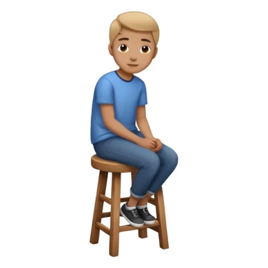 a person sitting on a stool with straight back turn straight body. sticker