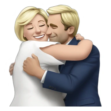 Emanuel Macron hug Marine Le Pen sticker
