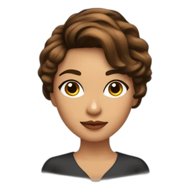 mujer con cabello castaño por los hombros con flequillo lacio, con anteojos cat eye negros, ojos marrones  sticker