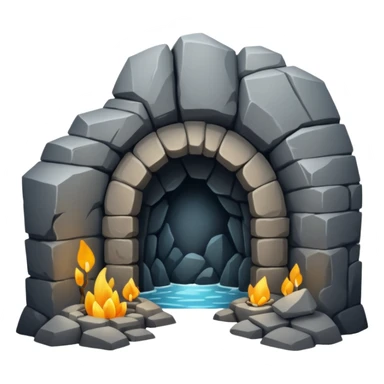 A deep cave entrance surrounded by rugged stone.




















































 sticker