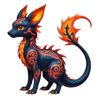 Shiny Fiery Dark Ugly Evil Realistic Glowing Eldritch Horror Cool Edgy Badass Emo Glorious Demonic Batty Dusky Ethereal Magical Punky Aural Fluorescent Bioluminescent Hideous Canine-Litten-Amaura-Salandit-Noibat-Flareon-Fakémon-fusion (full body) with intricate pattern markings sticker