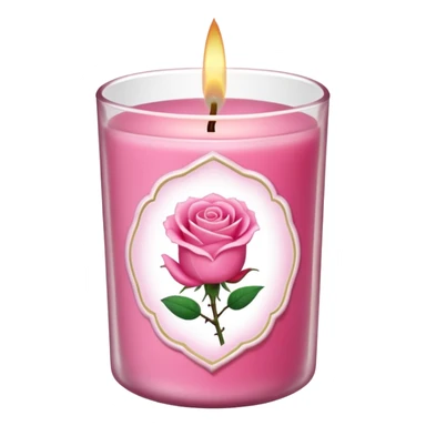 Rose candle – pink wax in clear glass with floral label sticker