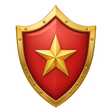 Crimson red shield with star sticker