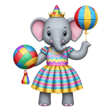 Elephant hitting a piñata wearing a ball gown ￼ sticker
