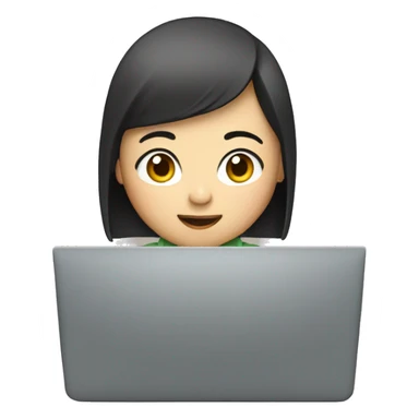 Asian girl typing on a computer sticker