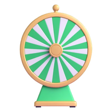 spinning prize wheel with alternating green and white sections sticker