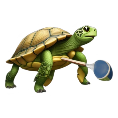 Tortue sur un sanglier qui fait du ping pong sticker