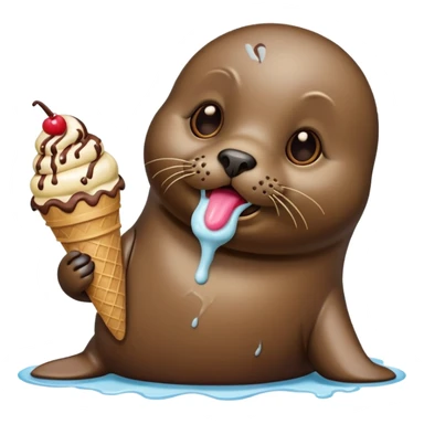 Seal eating ice cream cone sticker
