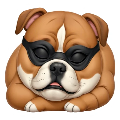 Cinematic Chubby Sleeping Boxer dog Portrait Emoji, Chubby and serene, with a stocky, adorable build and a smooth fawn coat accented by a distinctive black mask, eyes gently closed in peaceful slumber, Simplified yet irresistibly endearing features, highly detailed, glowing with a gentle, dreamy glow, high shine, relaxed and content, stylized with a touch of whimsy, bright and heartwarming, soft glowing outline, capturing the essence of a blissfully sleepy guardian, so comically serene it feels like it could roll out of the screen and snore with adorable charm! sticker