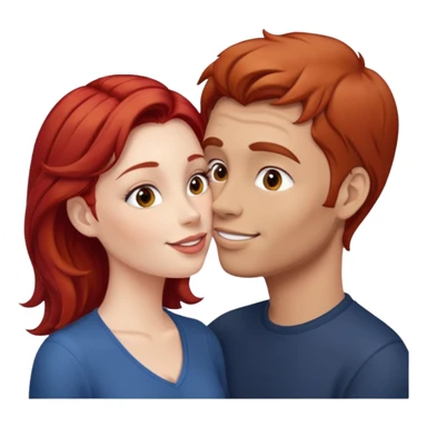 kissy face between brown hair man and redhead woman sticker