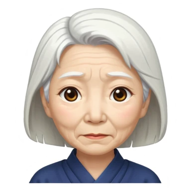 japanese culture old woman with white hair and wrinkles sticker