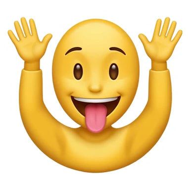 Emoji with tongue out and two hands on the side sticker