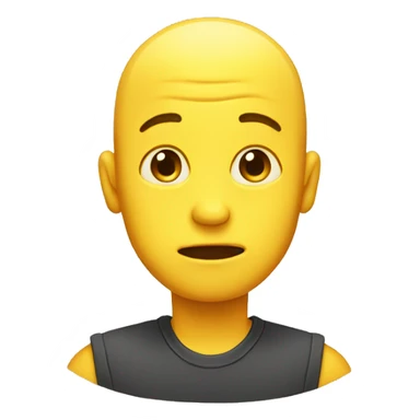 Yellow bald emoji with very big frown and big forehead sticker