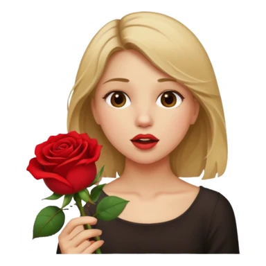 ash Trevino is a fat girl with dirty blonde hair and has a rose in her hand , really fat and a moaning face sticker