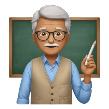 Male Teacher – older man, vest over shirt, glasses, chalk in one hand. sticker